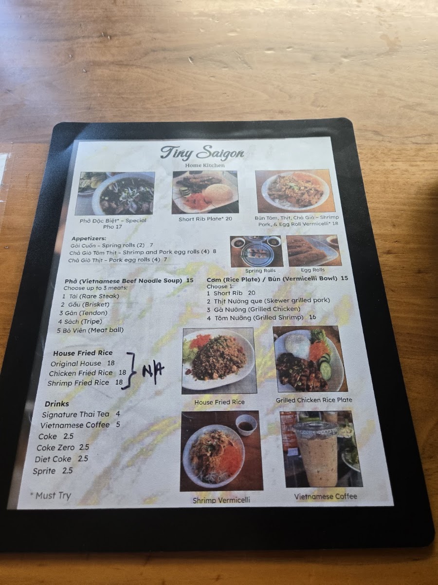 Tiny Saigon menu board