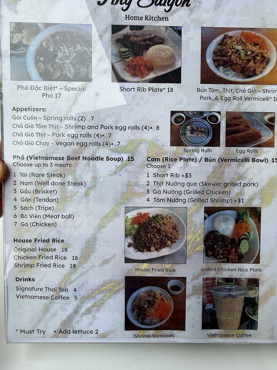 Tiny Saigon menu board
