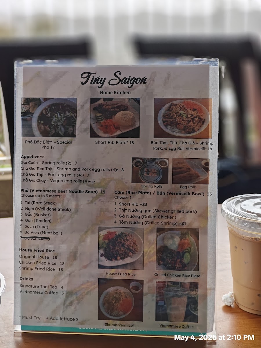 Tiny Saigon menu board