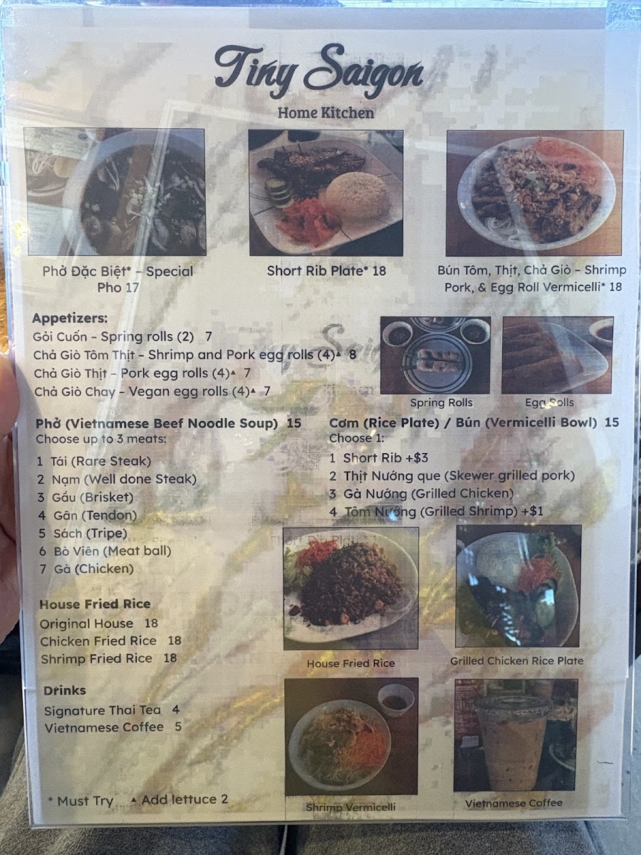 Tiny Saigon menu board