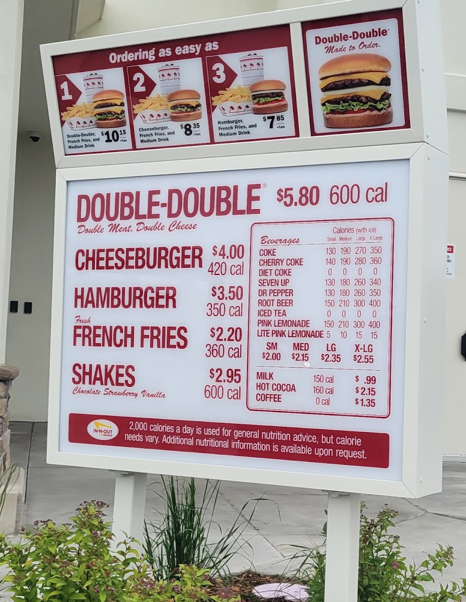 In-N-Out Burger menu board