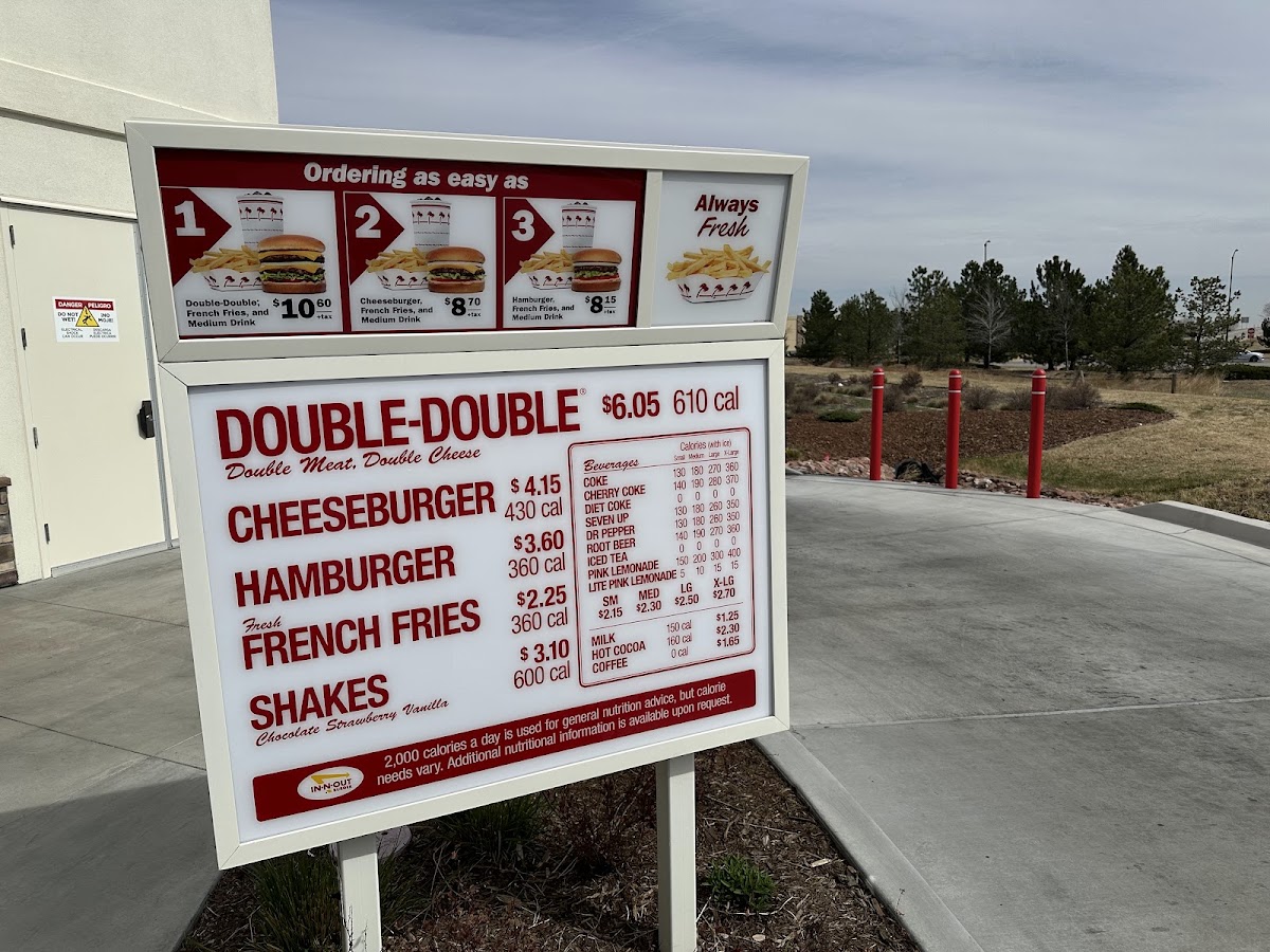 In-N-Out Burger menu board