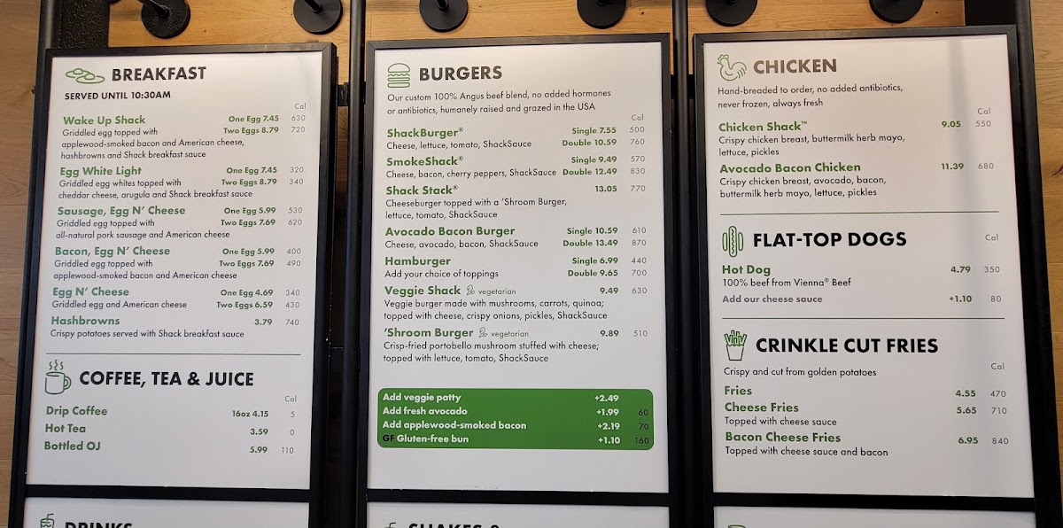 Shake Shack Minneapolis-St Paul Airport menu board