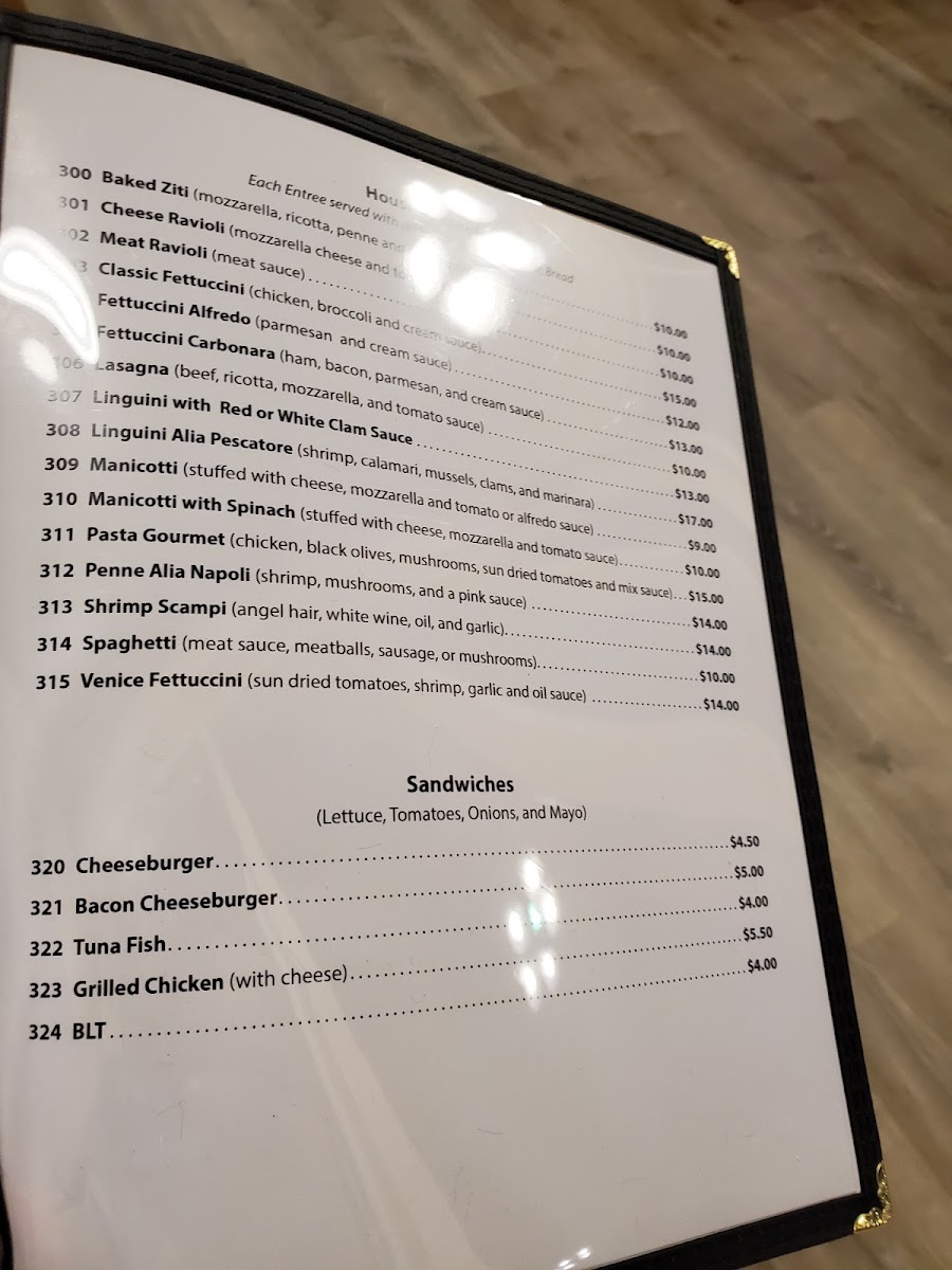 Bella Cucina of the Lake menu board