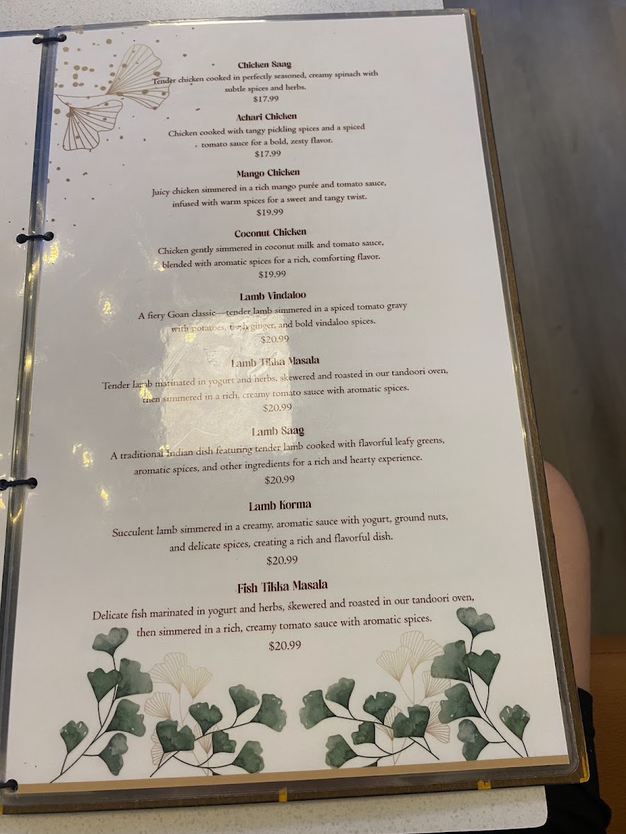 Ticca Tikka Indian Cuisine menu board