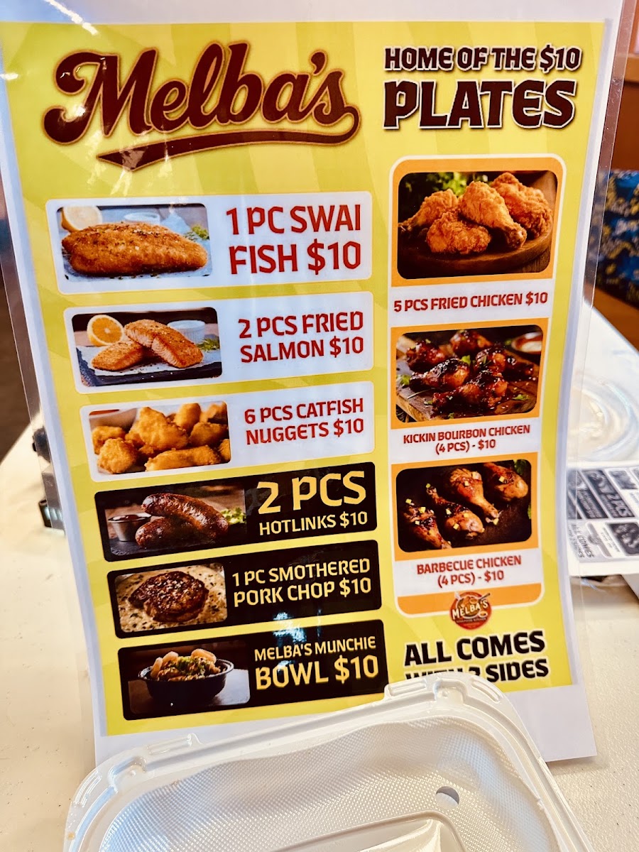 MELBA’S SOULFOOD KITCHEN menu board