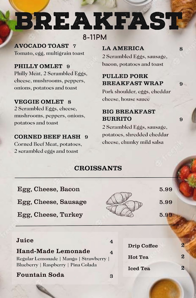 K&K Cafe menu board