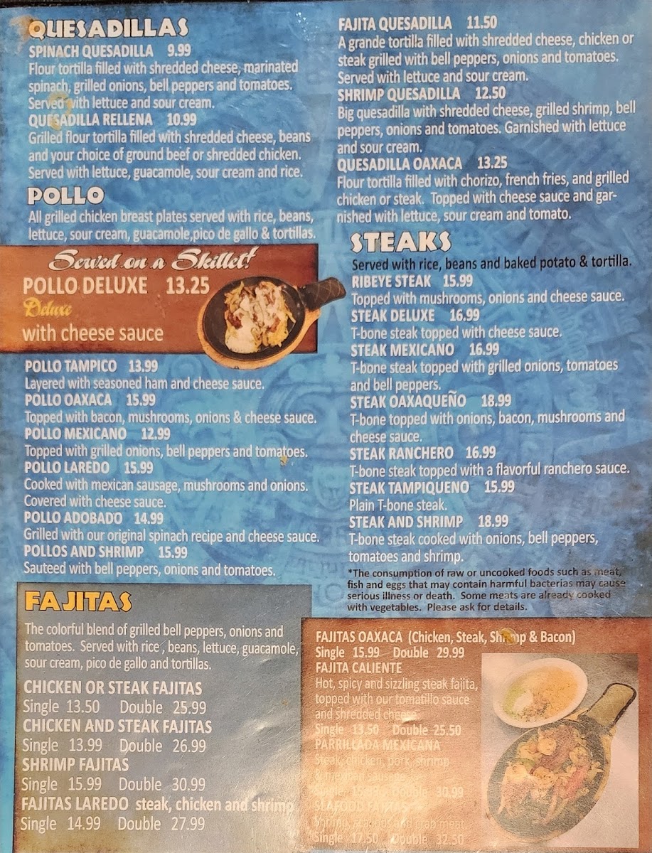 El Tule Oaxaca menu board