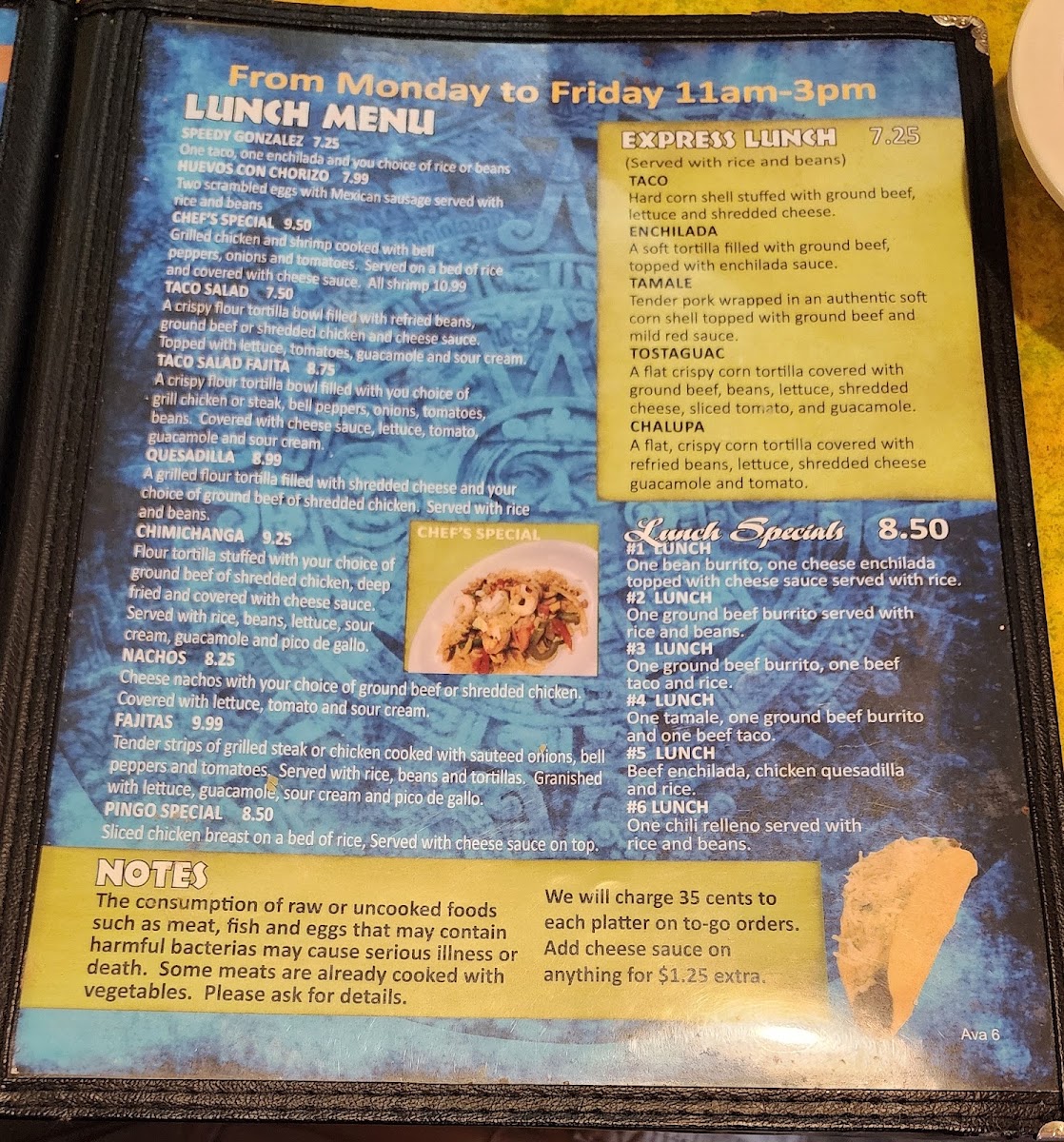 El Tule Oaxaca menu board