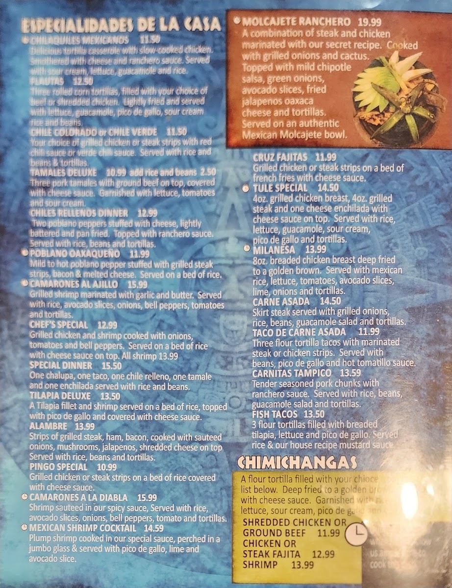 El Tule Oaxaca menu board