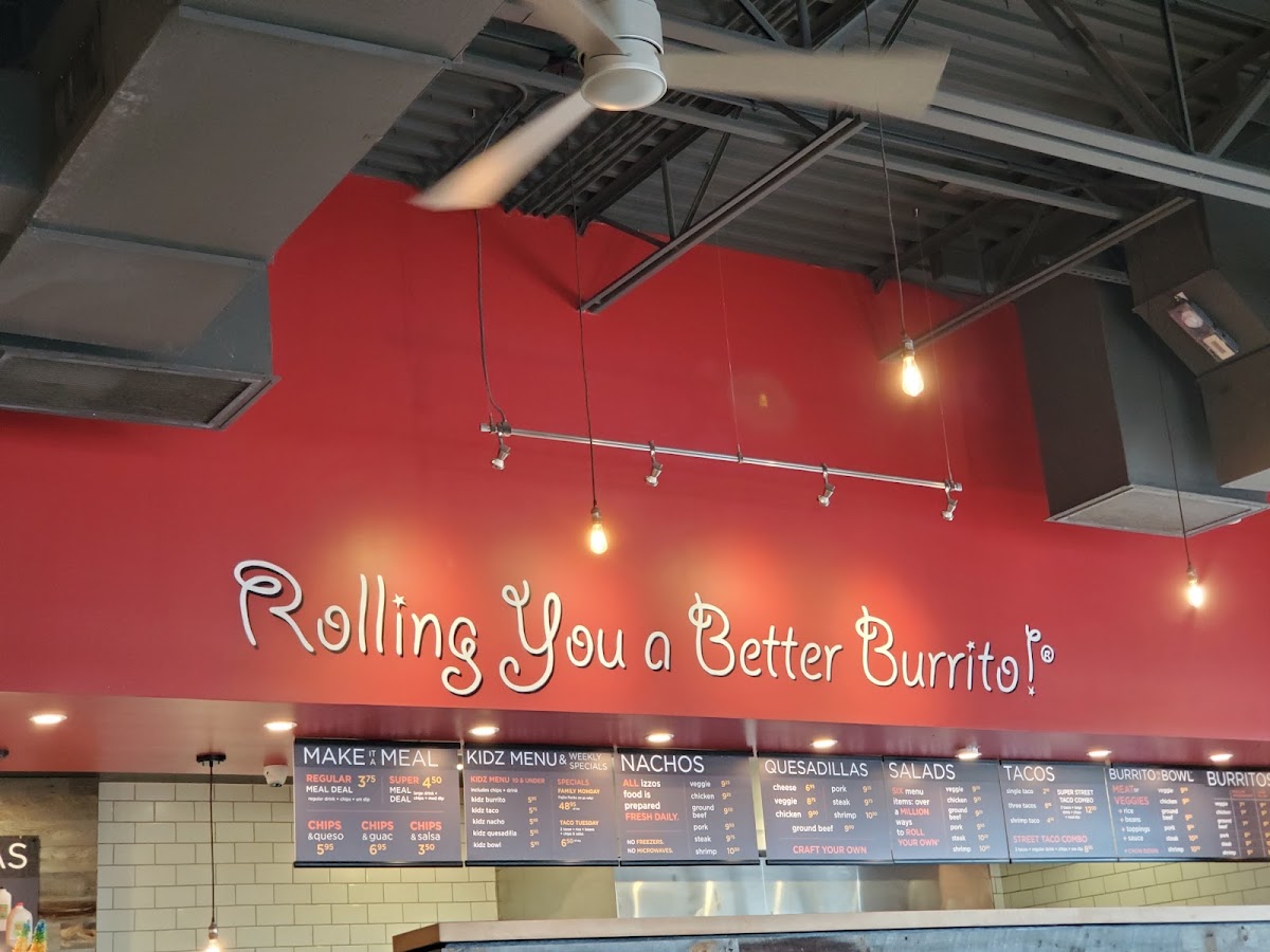 Izzo's Illegal Burrito - Airline Hwy menu board