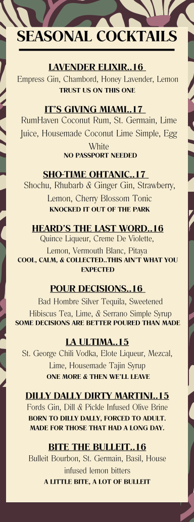 Jackson House menu board