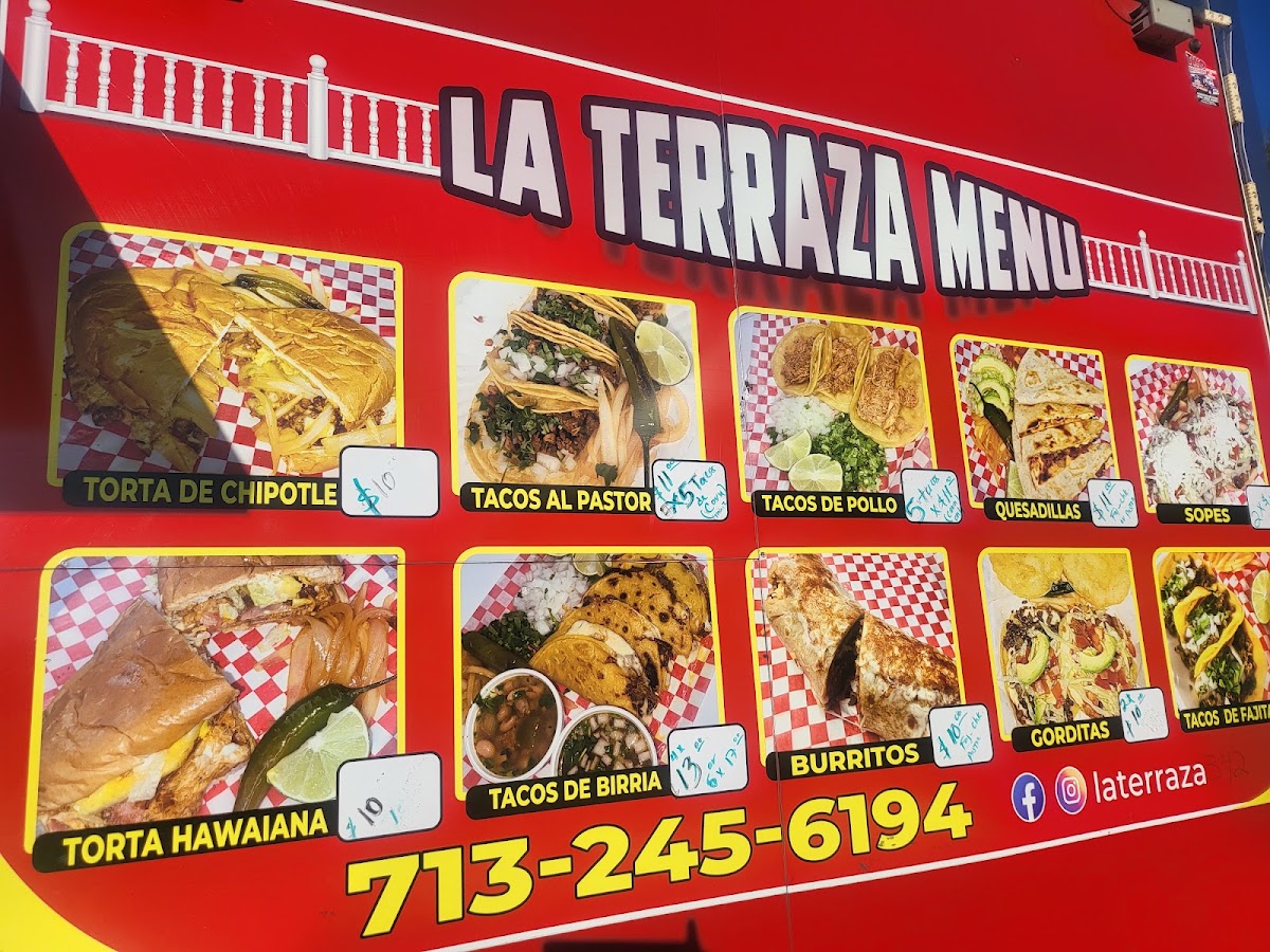 La Terraza (Food Truck) menu board