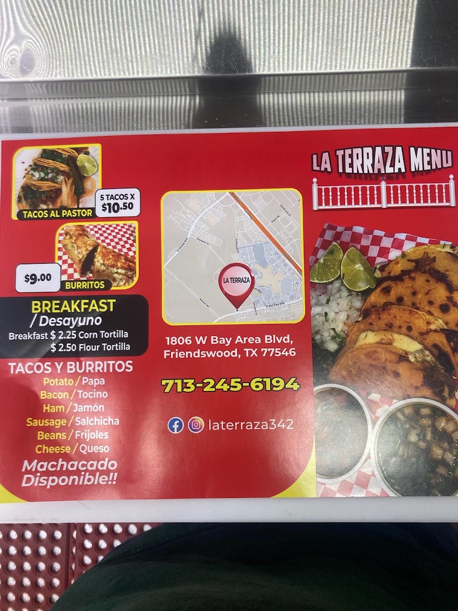 La Terraza (Food Truck) menu board