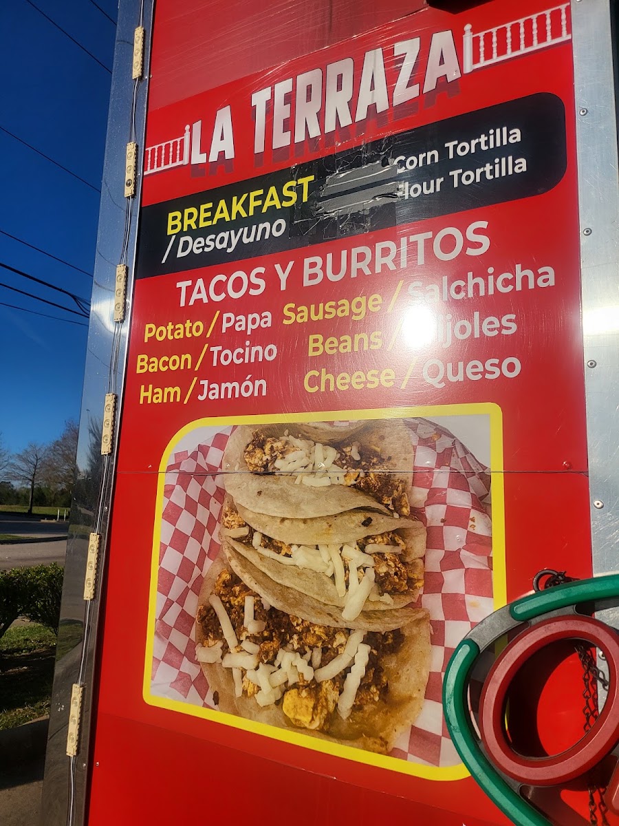 La Terraza (Food Truck) menu board