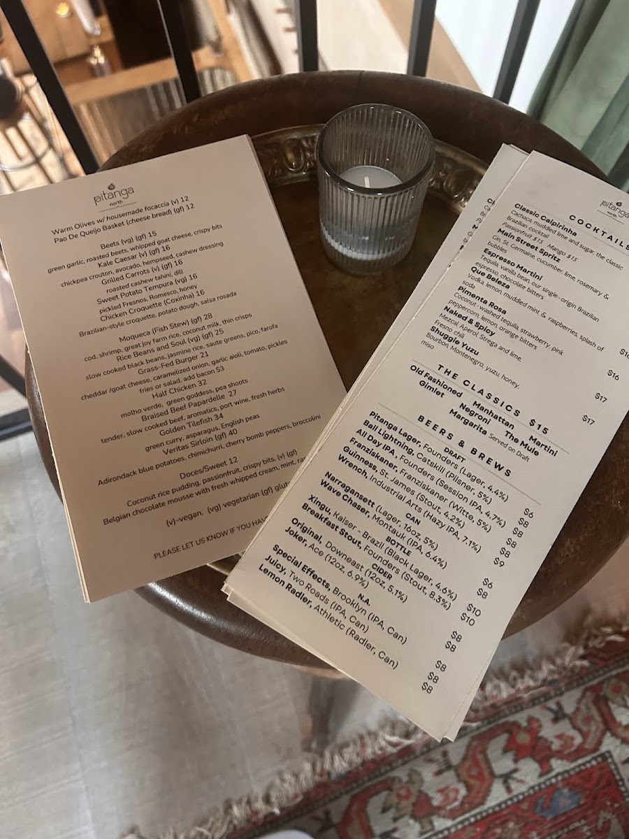 Pitanga North menu board