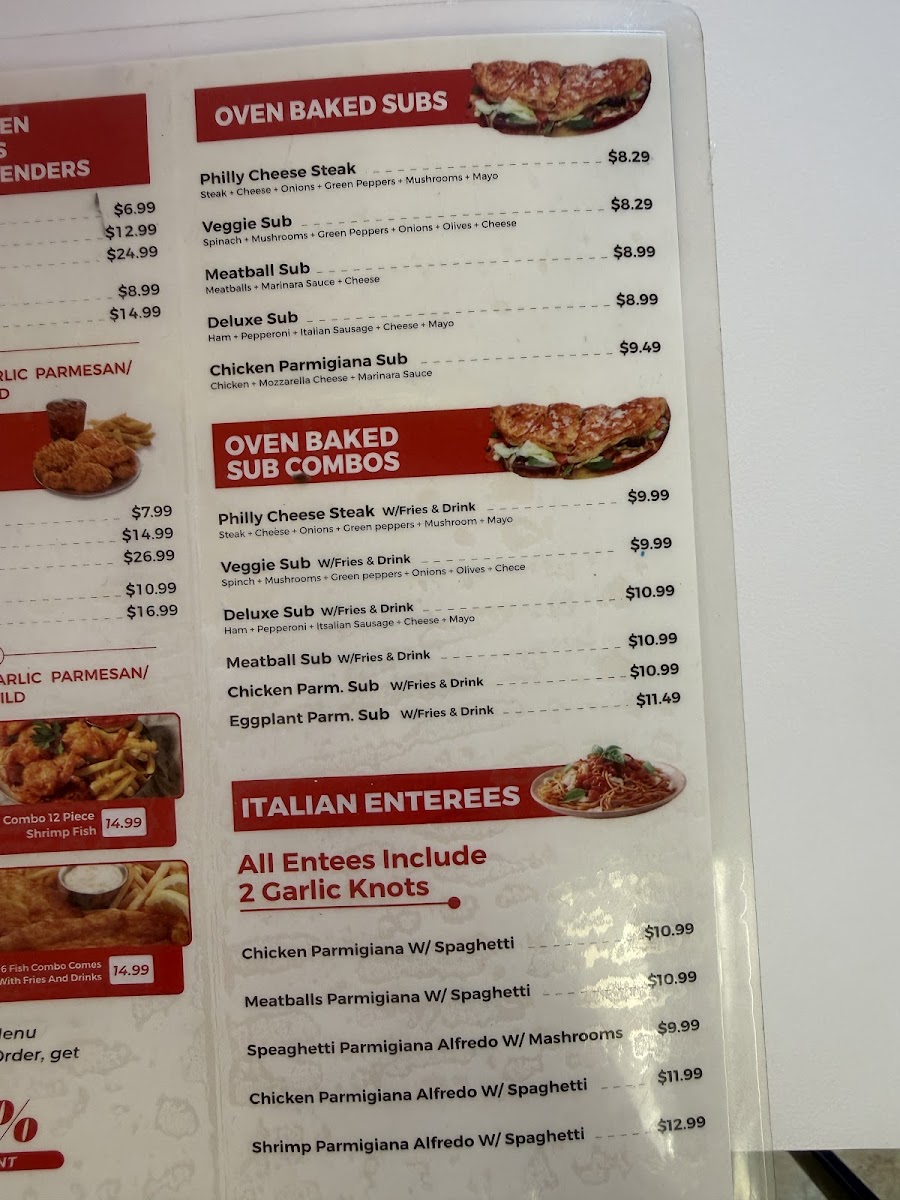 ROSEMONT PIZZA menu board