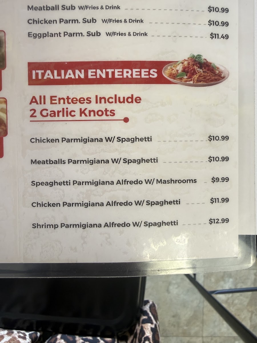ROSEMONT PIZZA menu board
