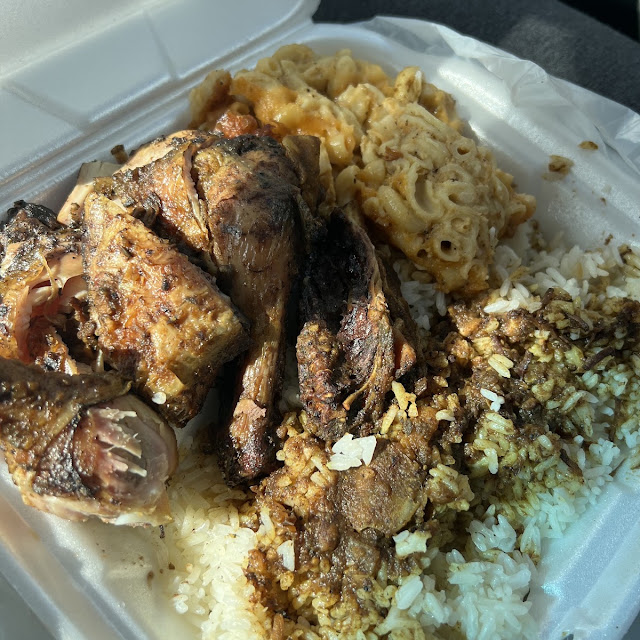 Jerk Chicken with Mac N Cheese