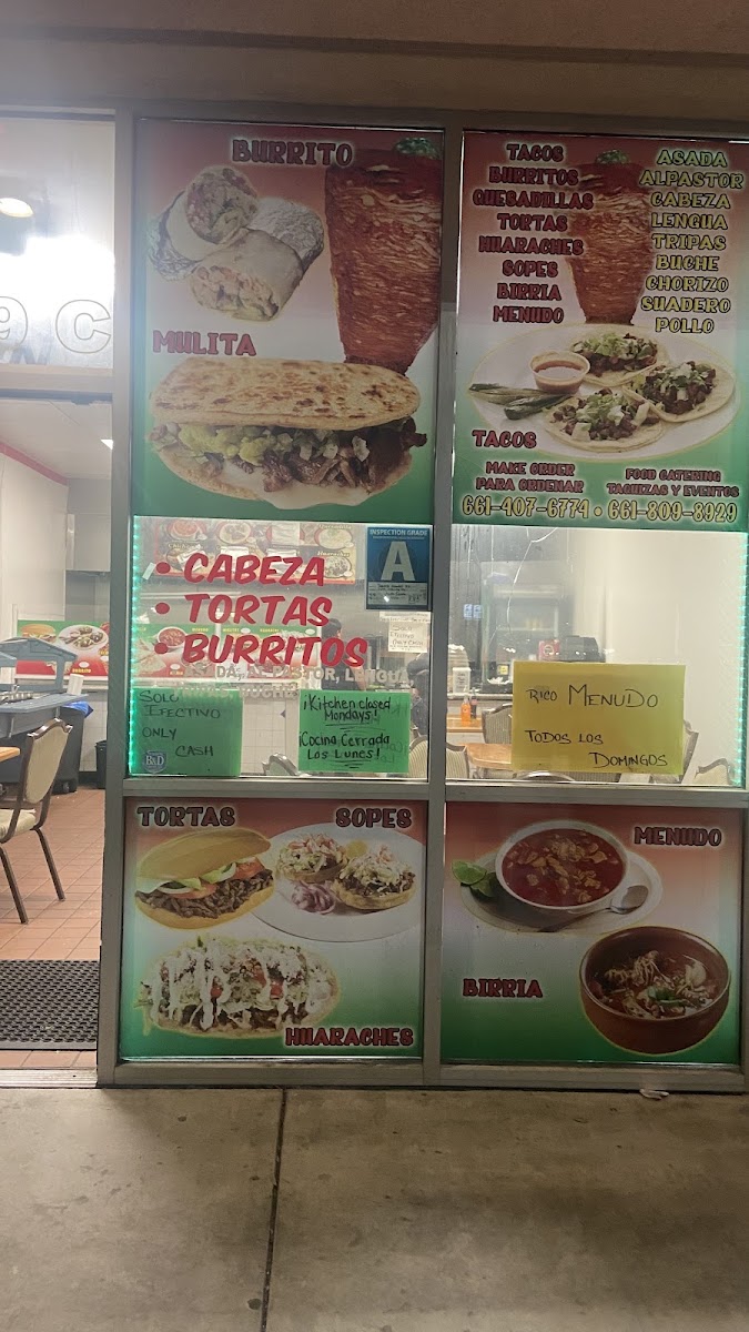Taqueria Arandas #3 menu board