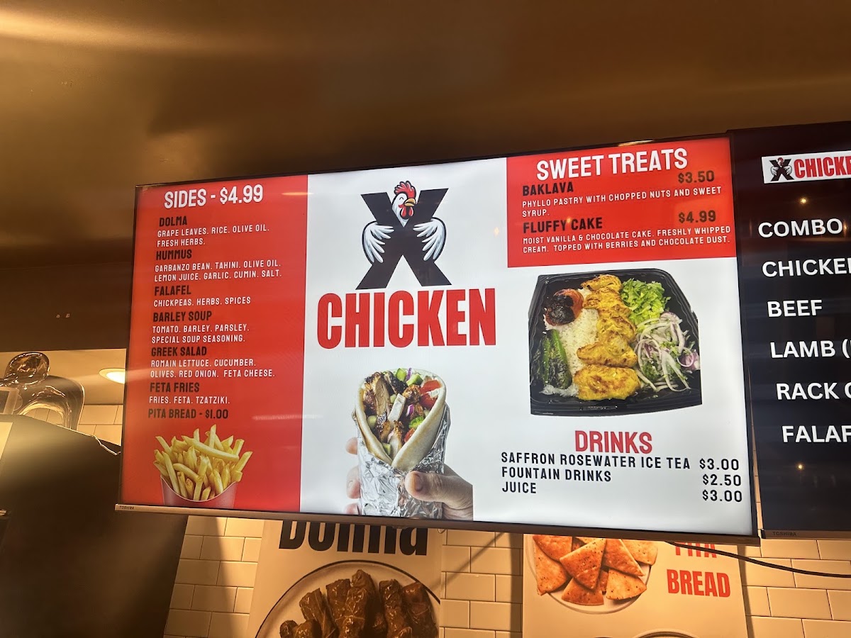 X CHICKEN KEBAB(BEST KEBAB IN THE WORLD) menu board