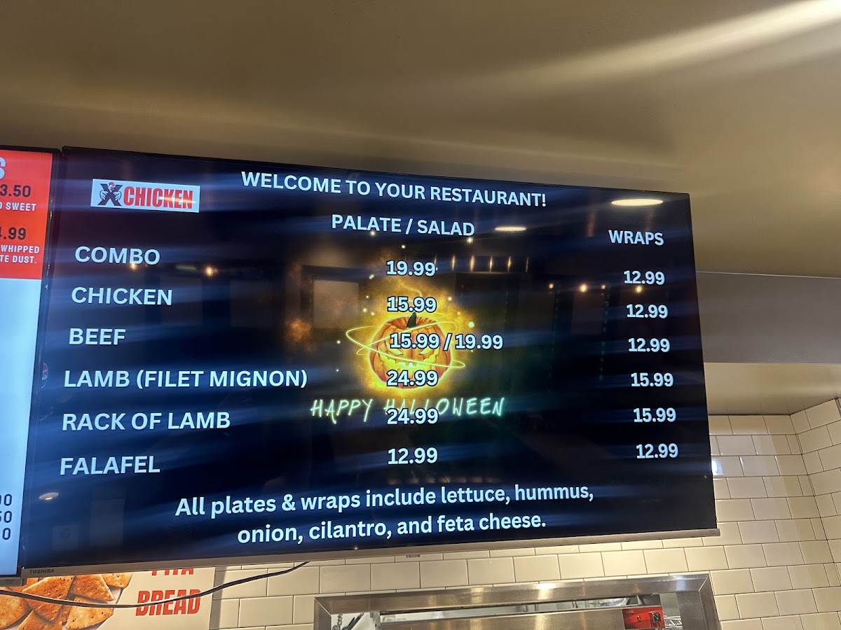 X CHICKEN KEBAB(BEST KEBAB IN THE WORLD) menu board