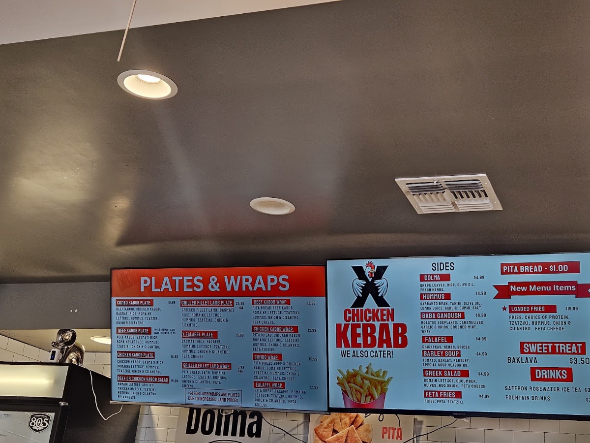 X CHICKEN KEBAB(BEST KEBAB IN THE WORLD) menu board