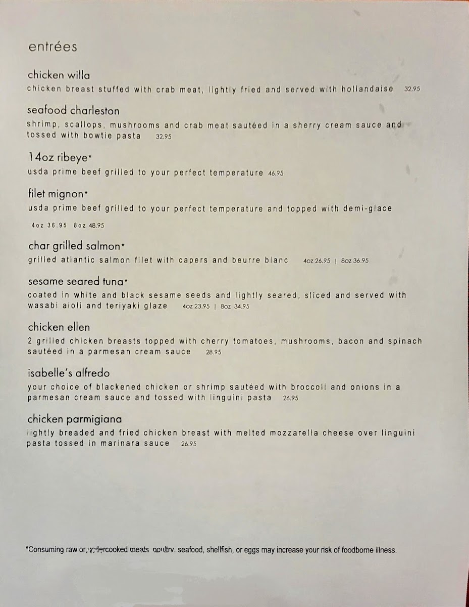 Montague's Restaurant menu board