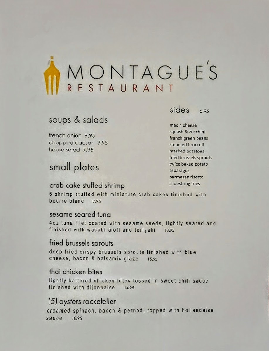 Montague's Restaurant menu board