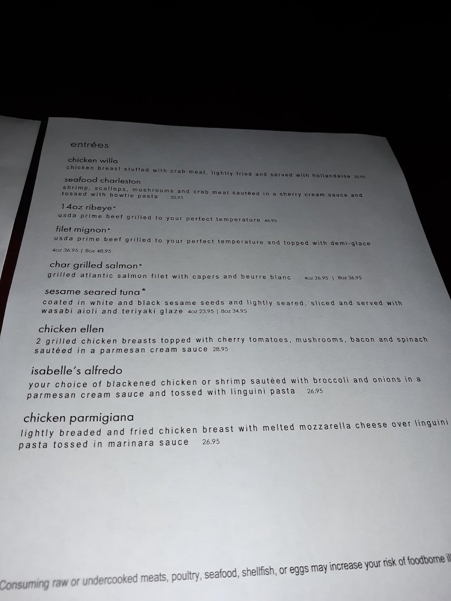 Montague's Restaurant menu board