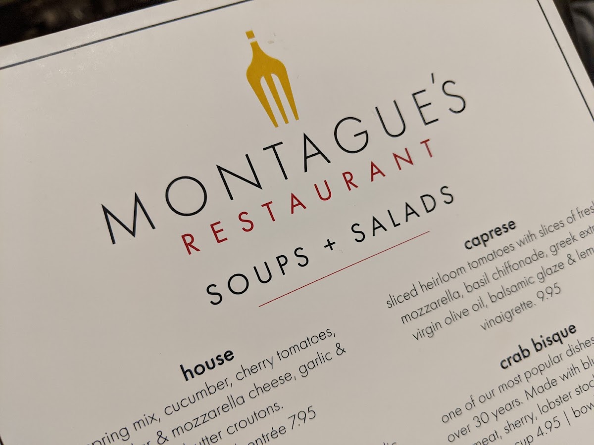 Montague's Restaurant menu board