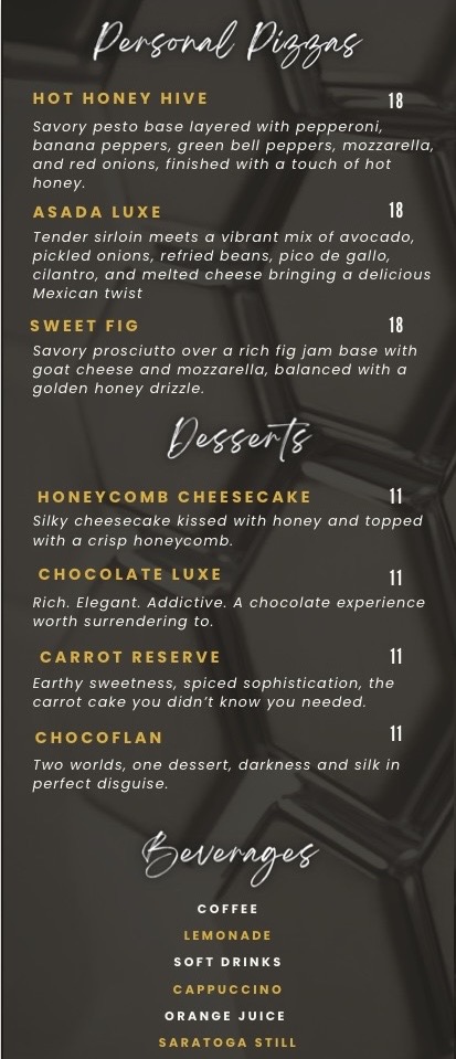 Colmena Bar & Grille menu board