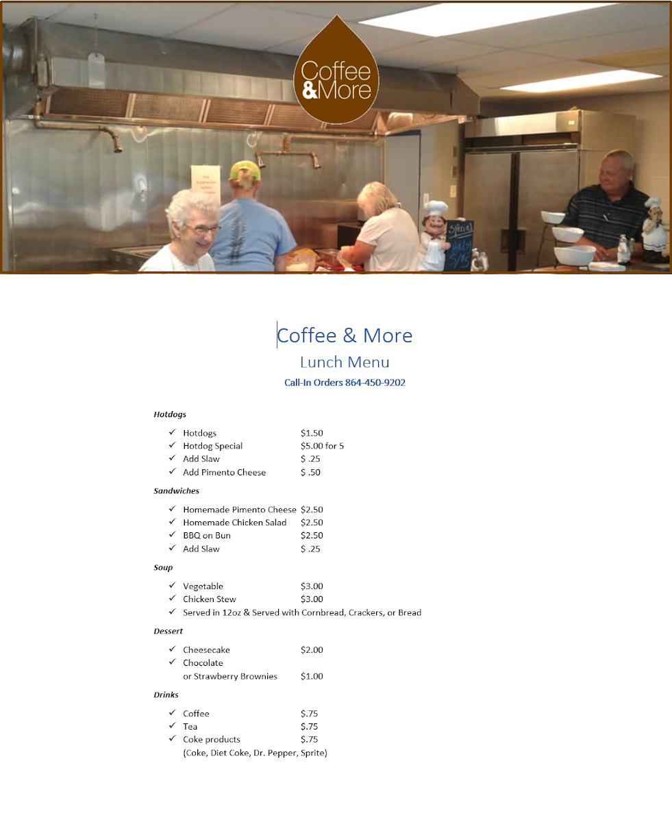 Faith Home Cafe' - Greenwood menu board