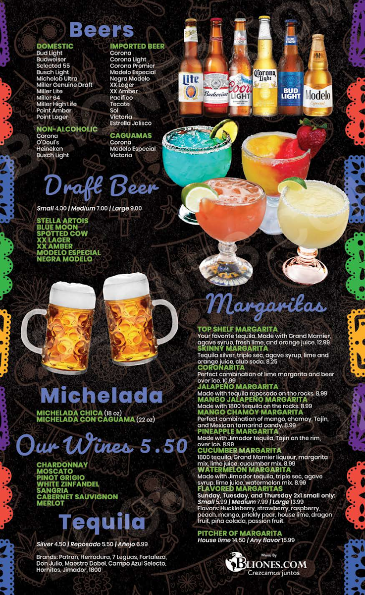 Rancho Grande Bar & Grill menu board