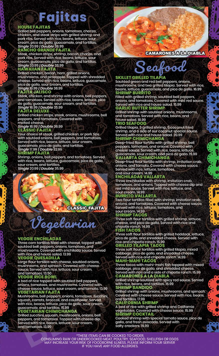 Rancho Grande Bar & Grill menu board
