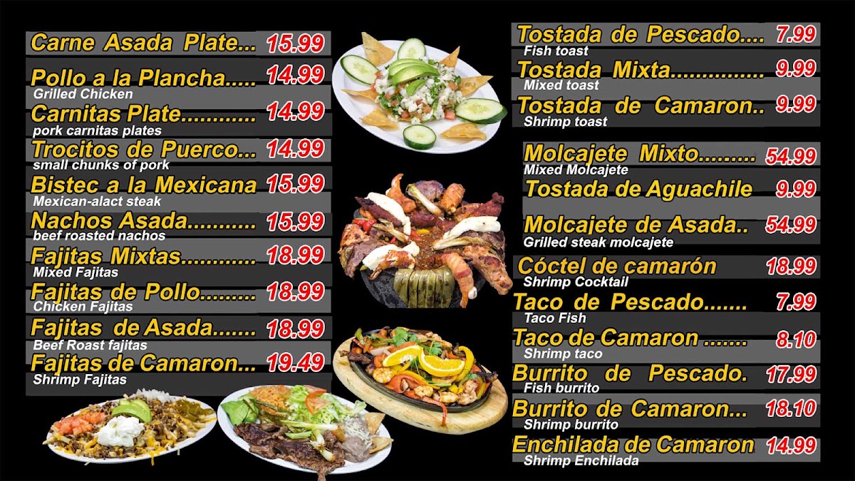 Tacos El Jimador menu board