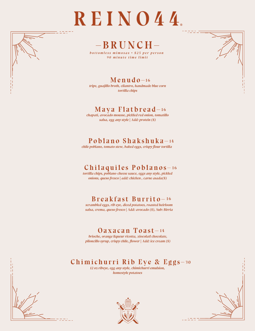 REINO 44 menu board