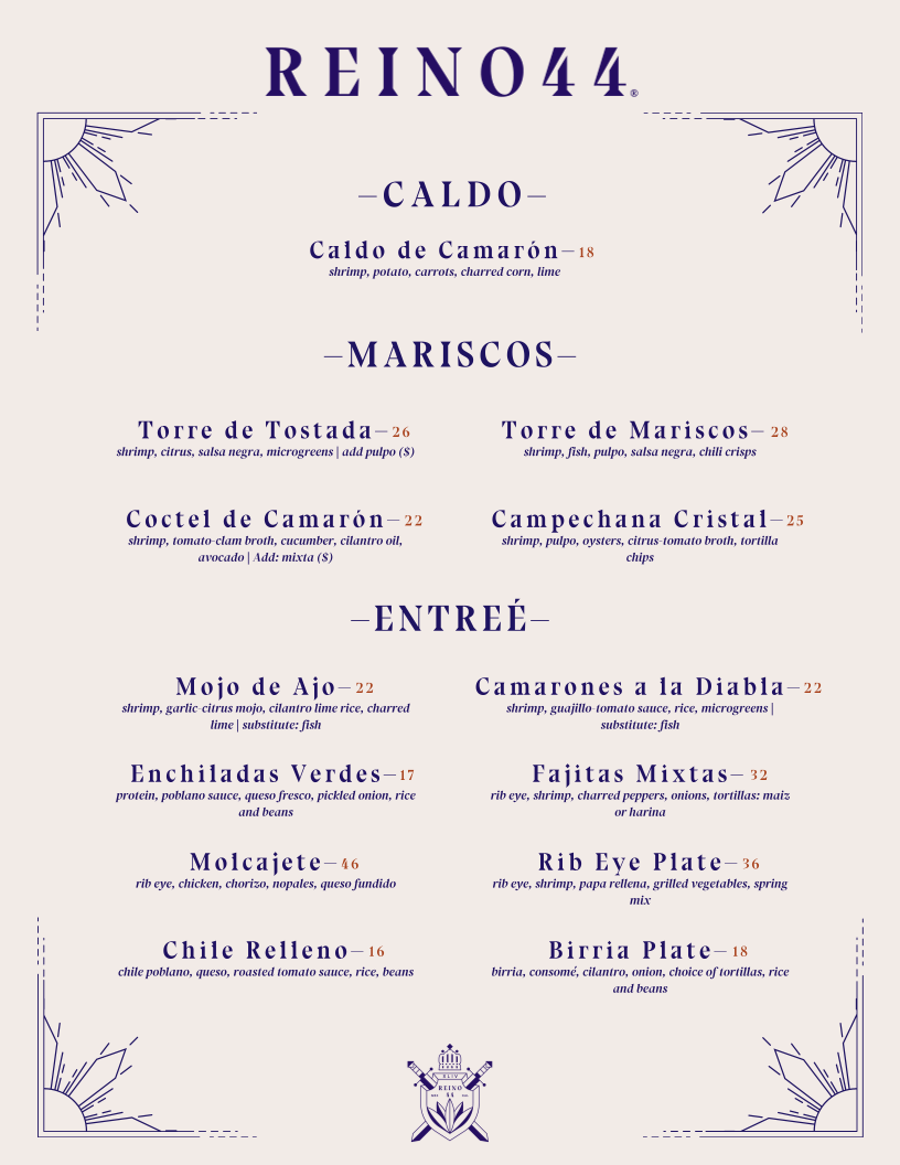 REINO 44 menu board