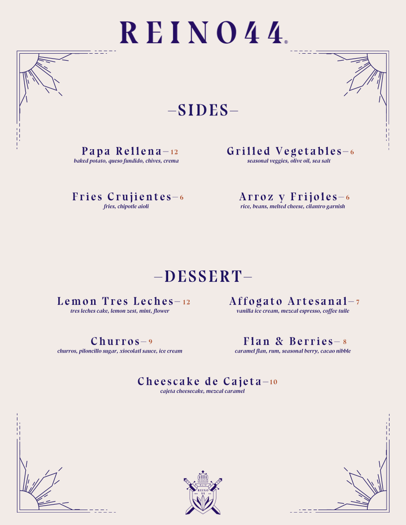 REINO 44 menu board