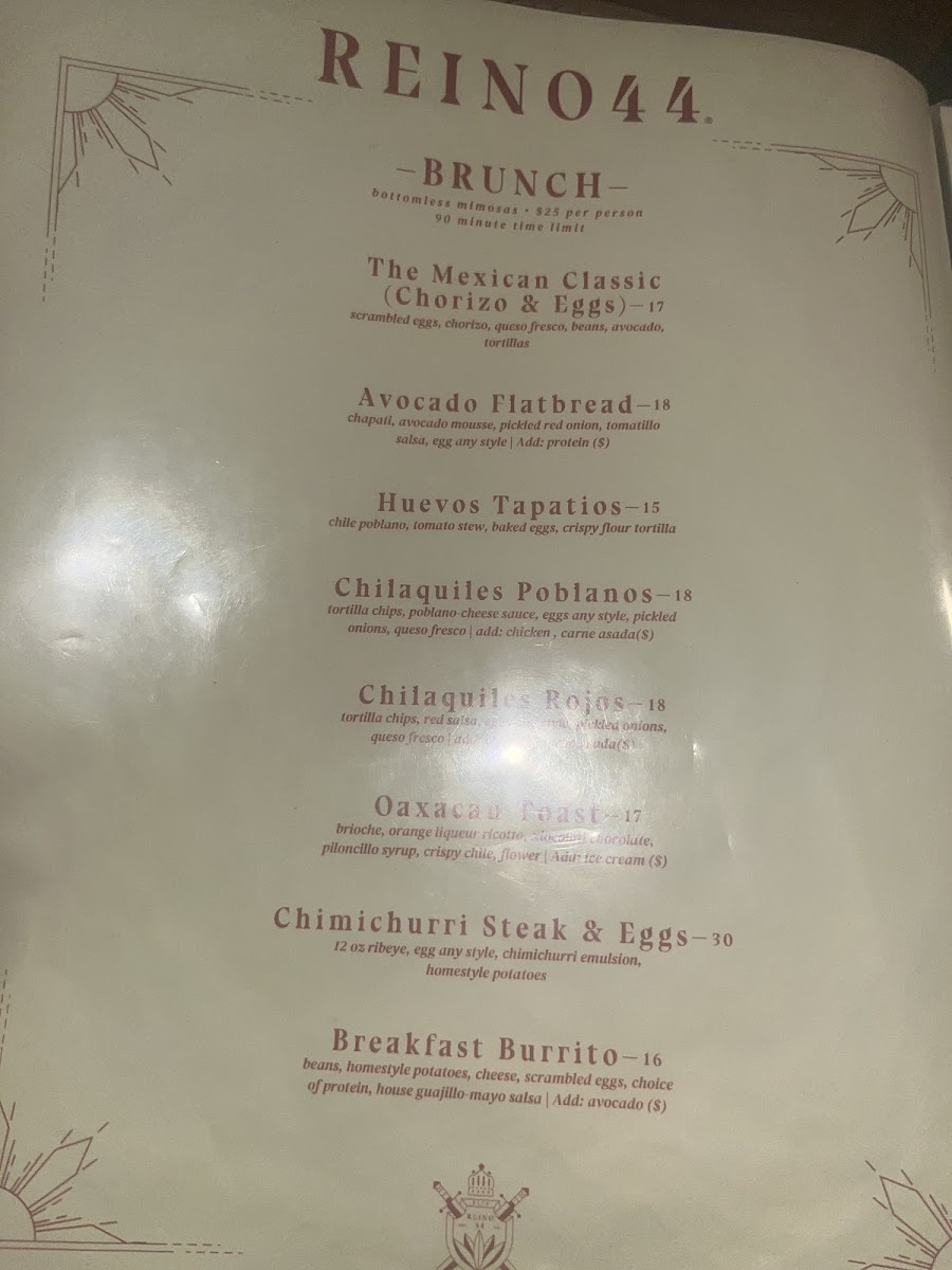 REINO 44 menu board