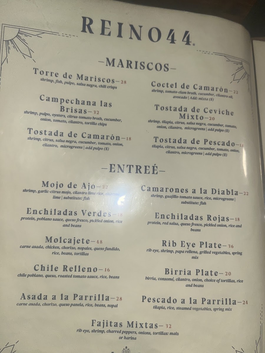 REINO 44 menu board