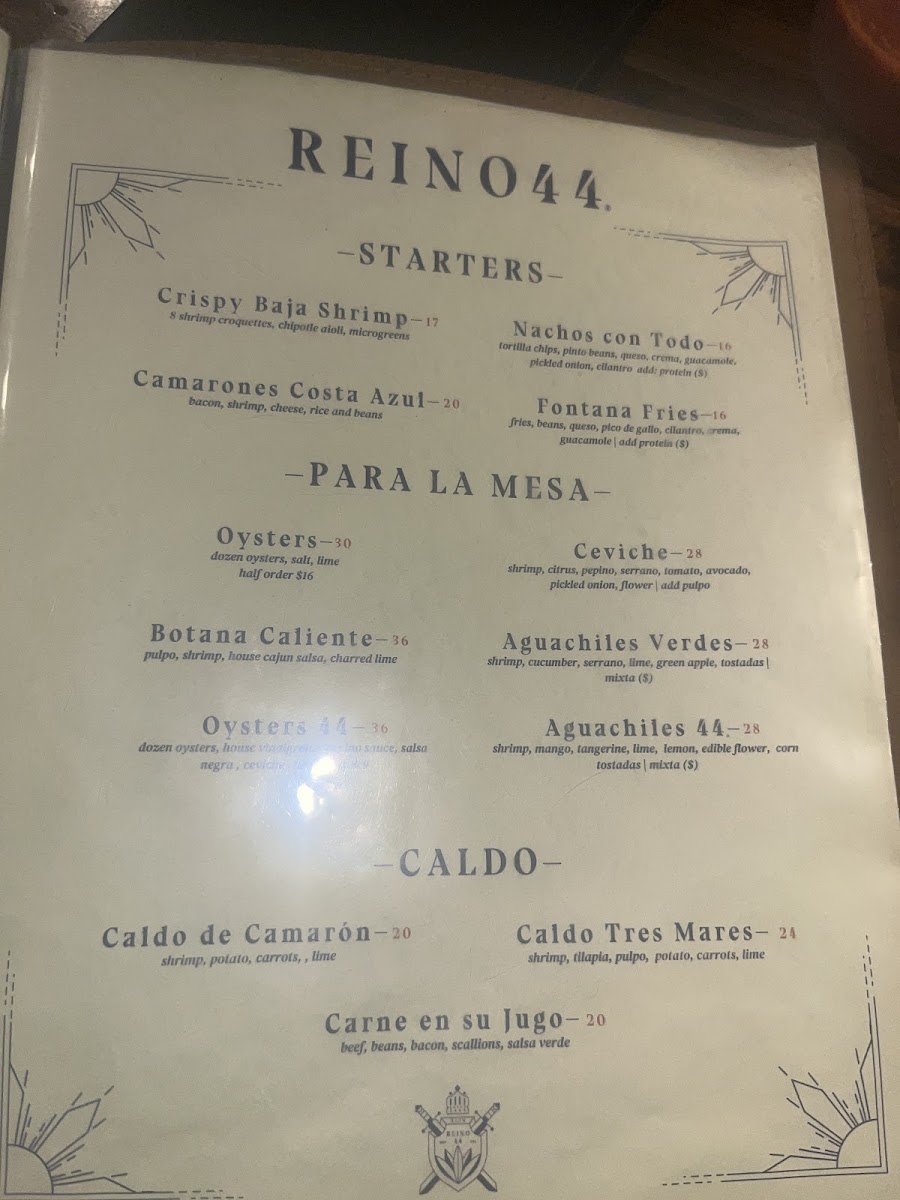 REINO 44 menu board