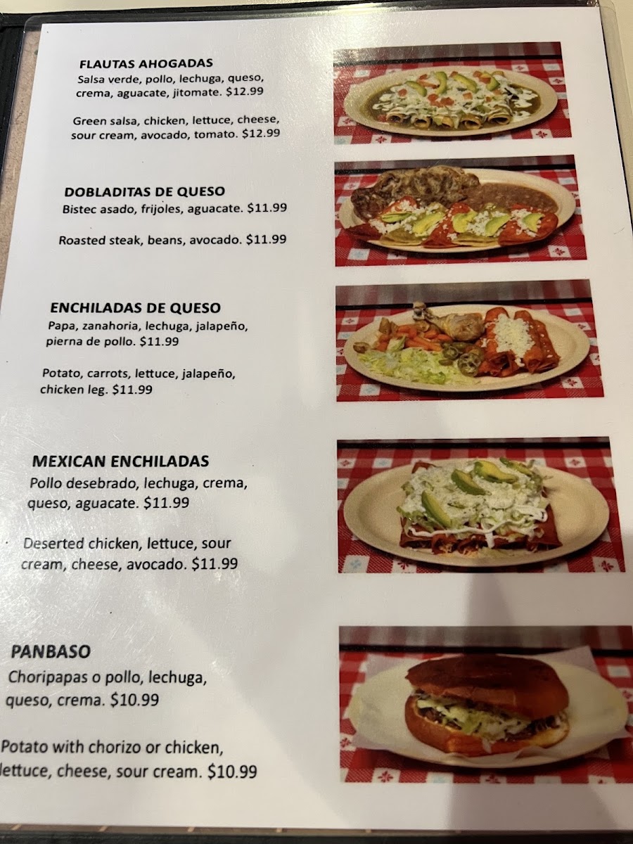 El Camino Real Restaurant menu board