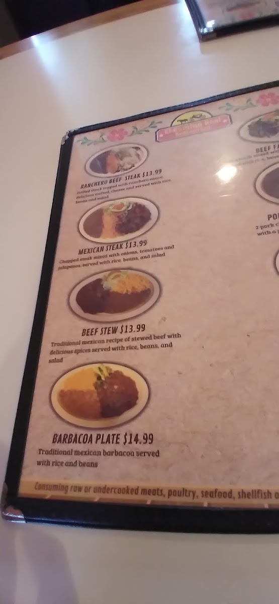 El Camino Real Restaurant menu board
