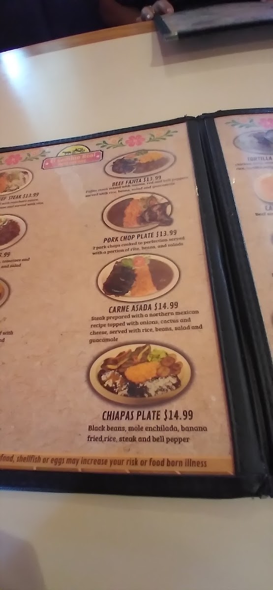 El Camino Real Restaurant menu board