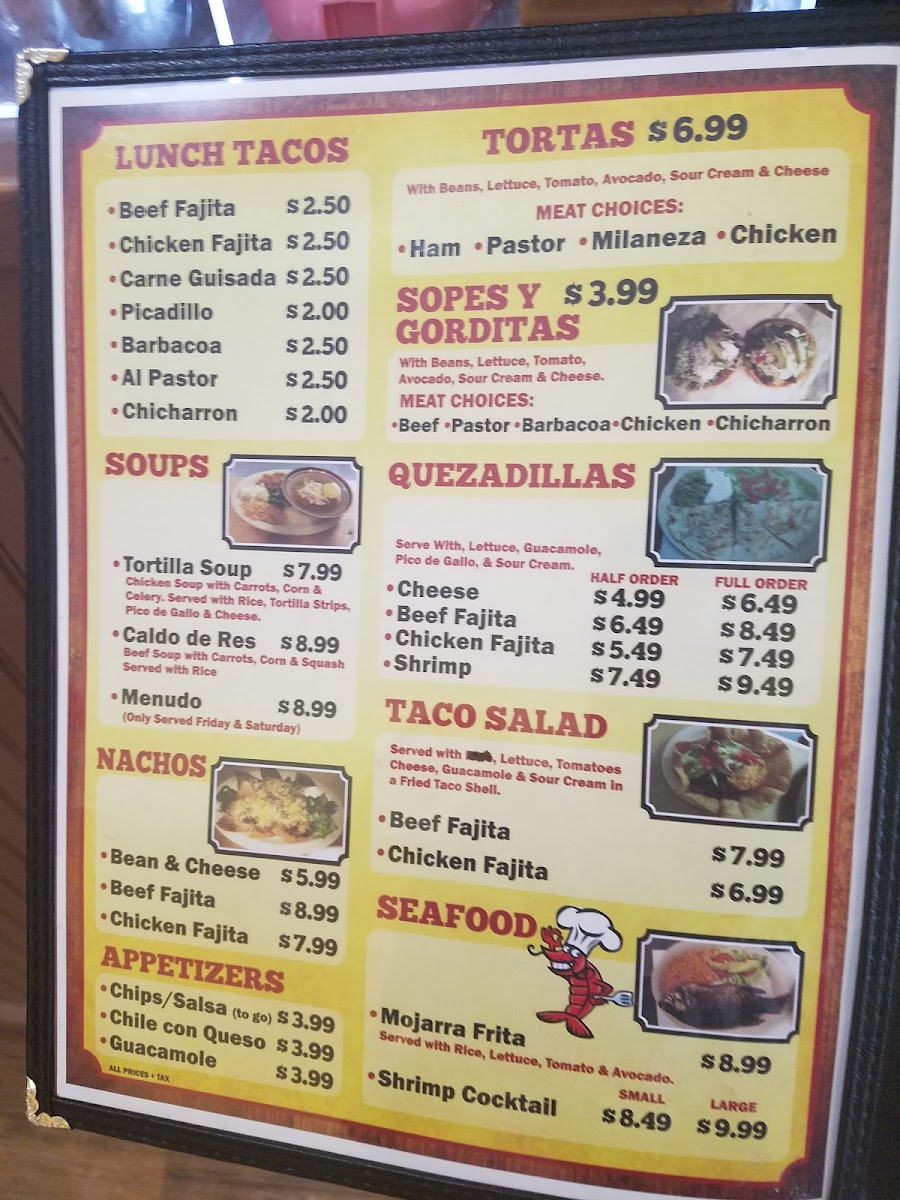El Camino Real Restaurant menu board
