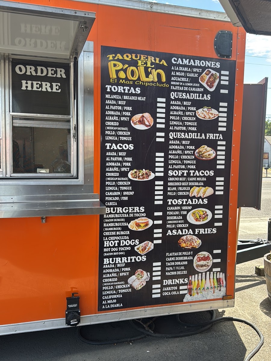 TAQUERIA EL PIOLIN menu board