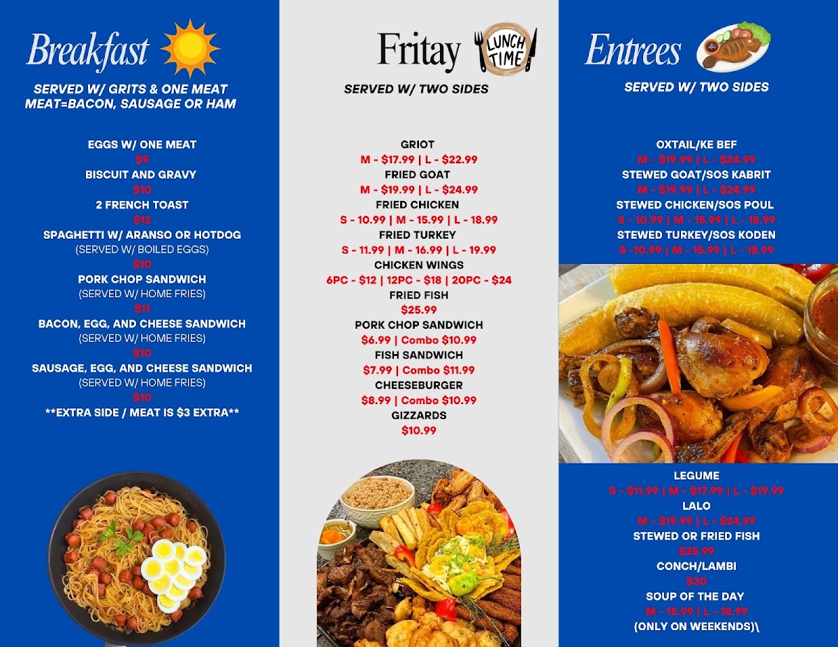 Family Taste Restaurant & Lounge menu board
