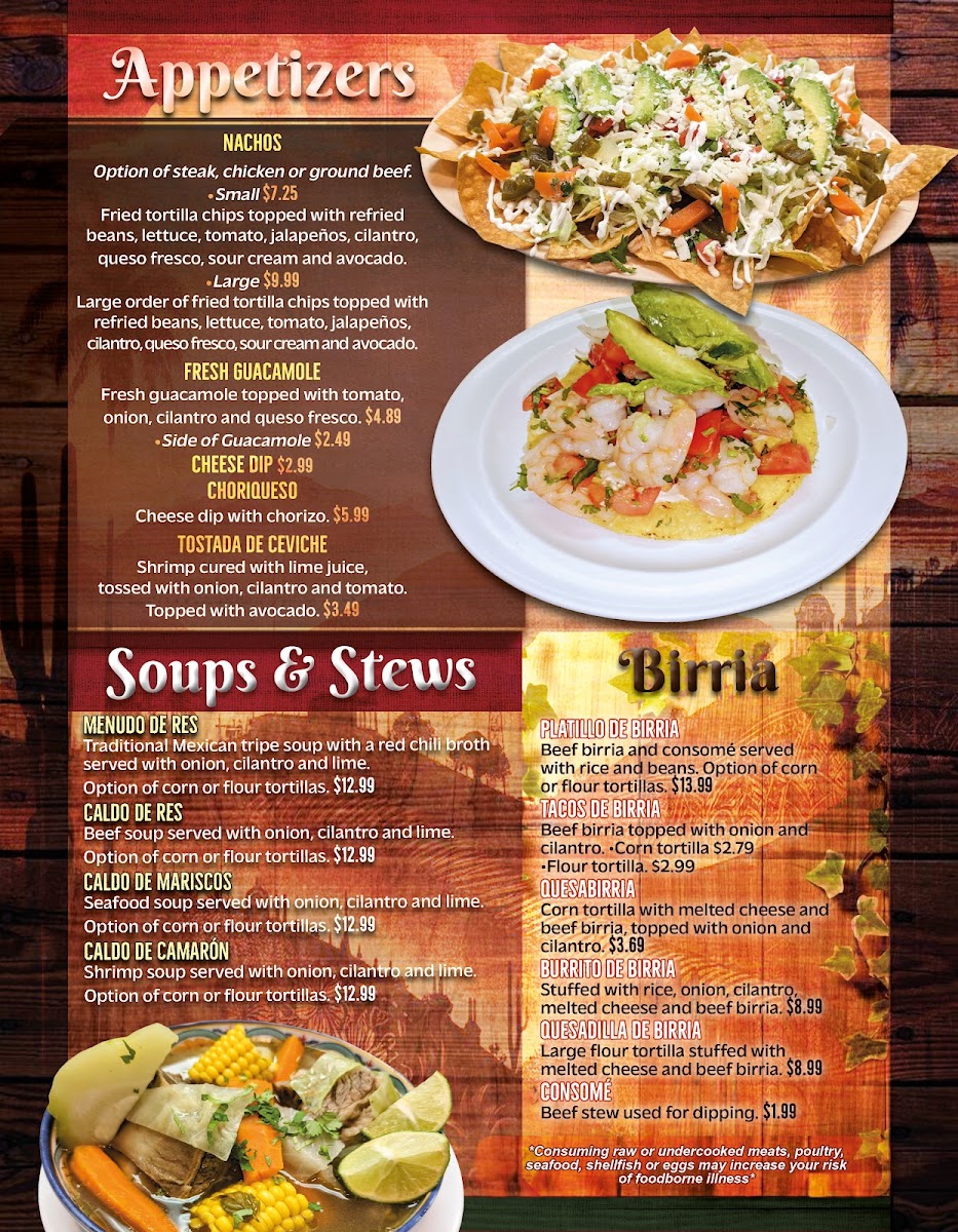 La Malquerida Restaurant & Tienda Avon Park menu board