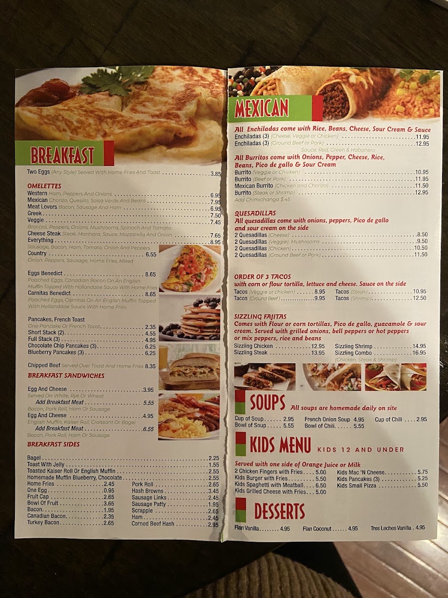 Limeport Family Restaurant menu board